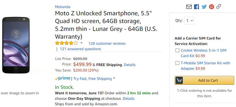 Deal: Get the unlocked Moto Z for $499.99 (28% off) on Amazon and Motorola