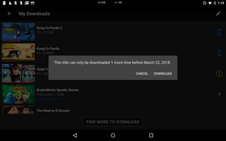 PSA: Netflix limits the number of downloads you get when watching offline content