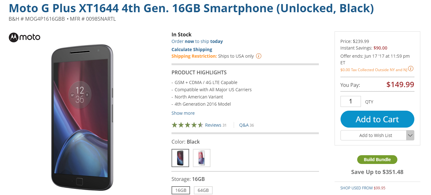 Deal: Moto G4 Plus drops down to $150, the lowest price we&#039;ve seen to date!
