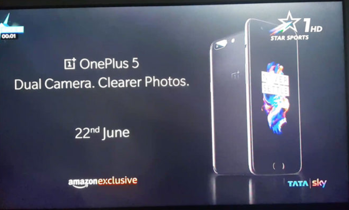 The OnePlus 5 appears in an Indian television commercial on Saturday - OnePlus 5 to launch with a 4000mAh battery and three color options? (UPDATE)
