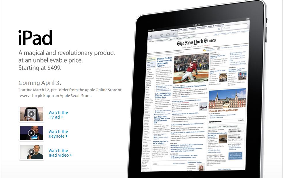 Pre-order your iPad at 8:30 am EST this morning
