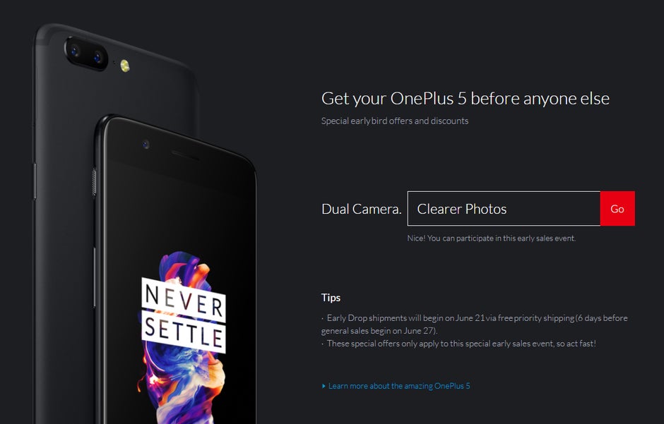 How to pre-order a OnePlus 5? You need this code