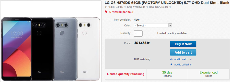 Deal: Unlocked LG G6 now costs less than $500 (64 GB international model)