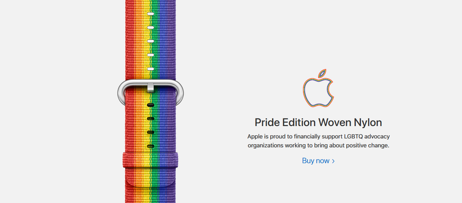 Apple is supporting the LGBT community with donations from sales of the Pride Edition Apple Watch band - Apple to sell Pride Edition Woven Nylon band for Apple Watch; part of the sales go to LGBTQ groups