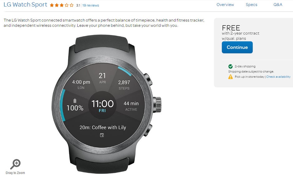 Deal: Get the LG Watch Sport with a 2-year AT&T contract for free