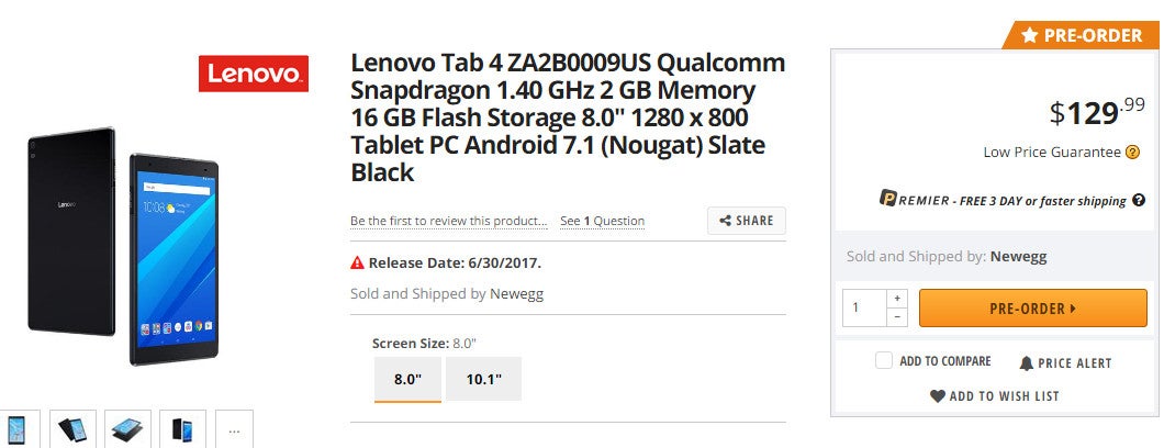 Lenovo Tab 4 series now on pre-order in the U.S., prices start at $129.99