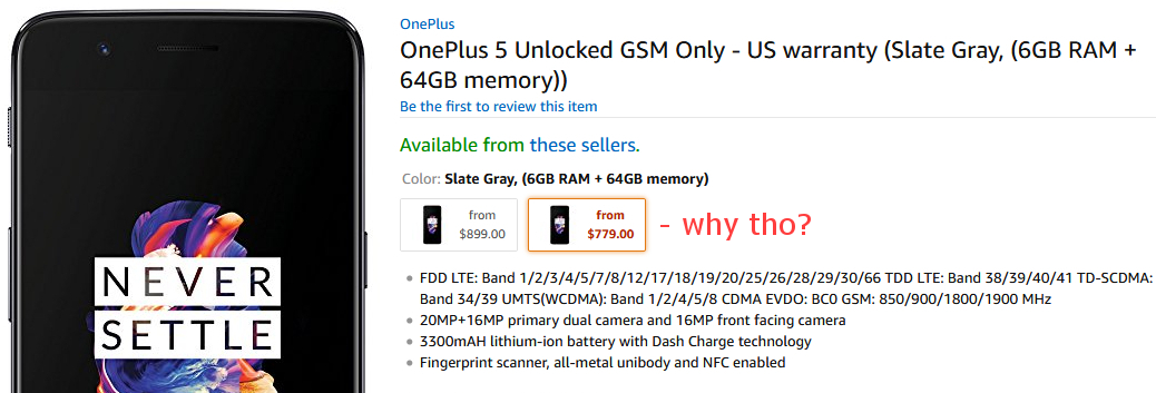 PSA: Don&#039;t buy the OnePlus 5 via Amazon (US)