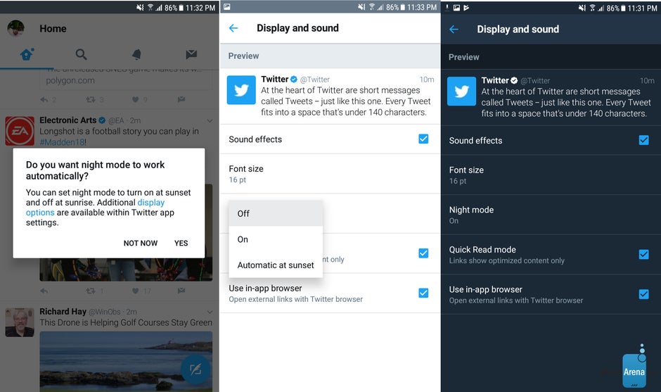 Twitter 7.2 for Android released with automatic night mode feature