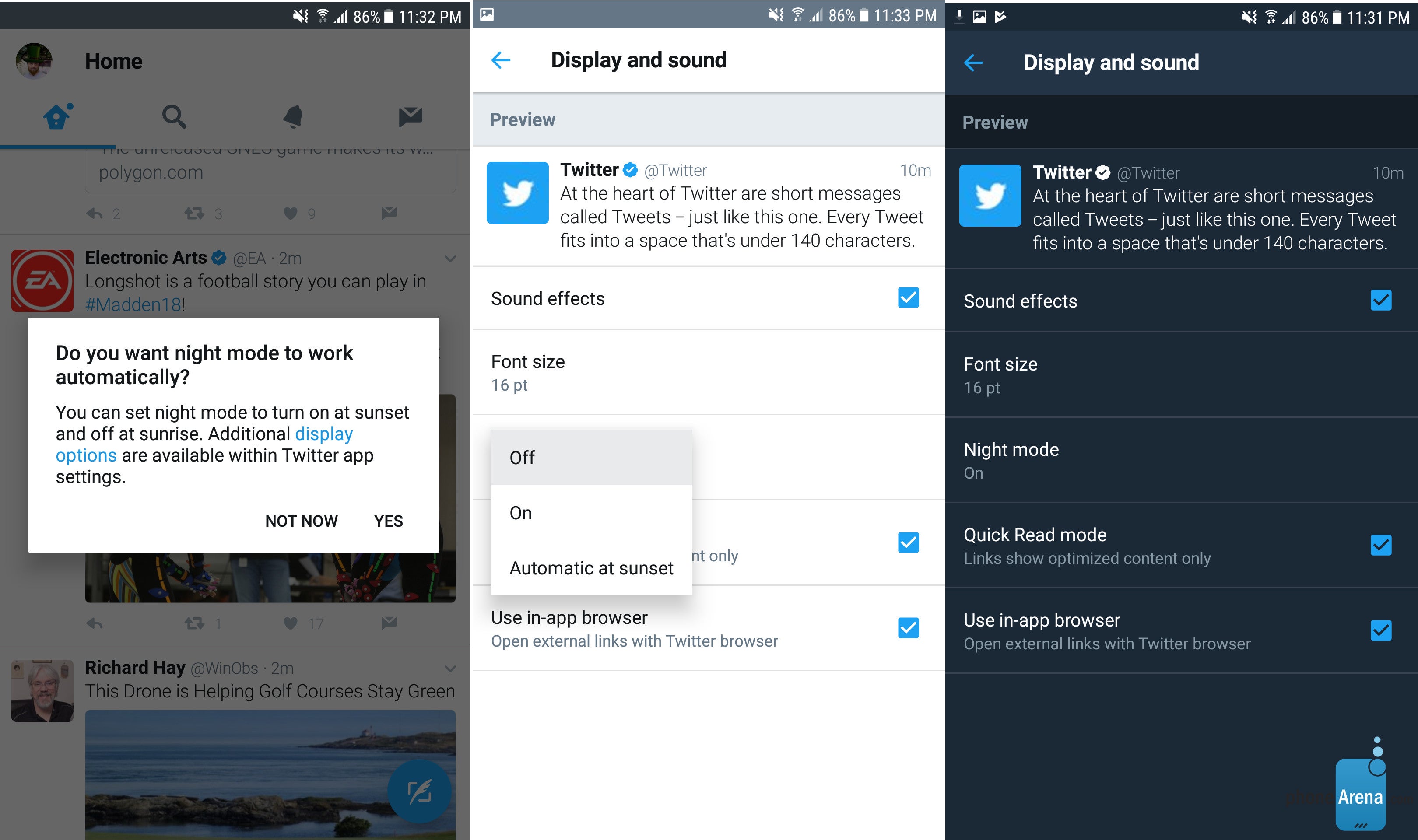 Twitter 7.2 for Android released with automatic night mode feature