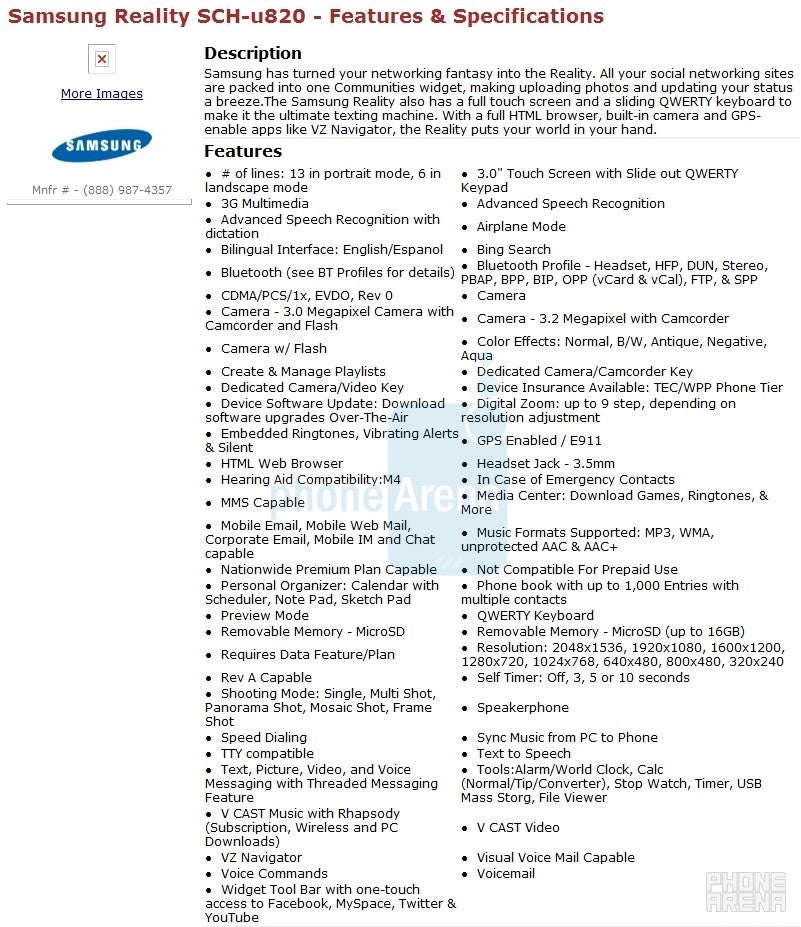 Samsung&#039;s U820 is a Reality for Verizon