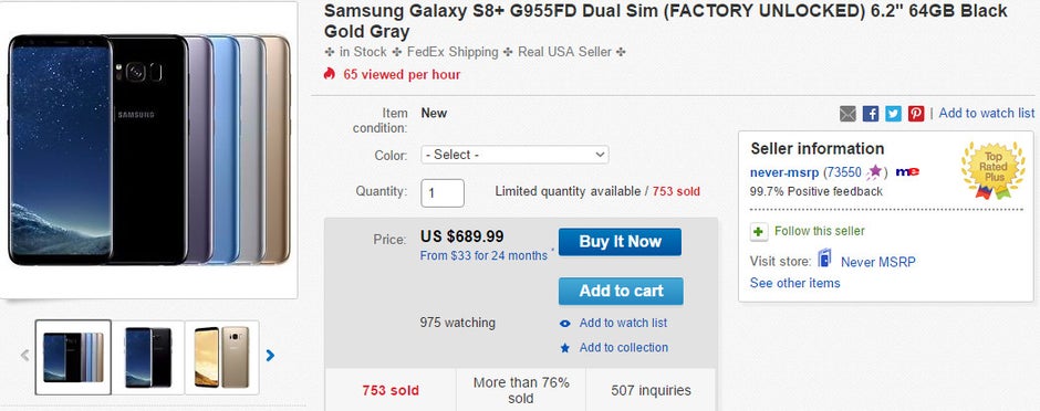 Deal: Unlocked Samsung Galaxy S8+ costs just $690 on eBay