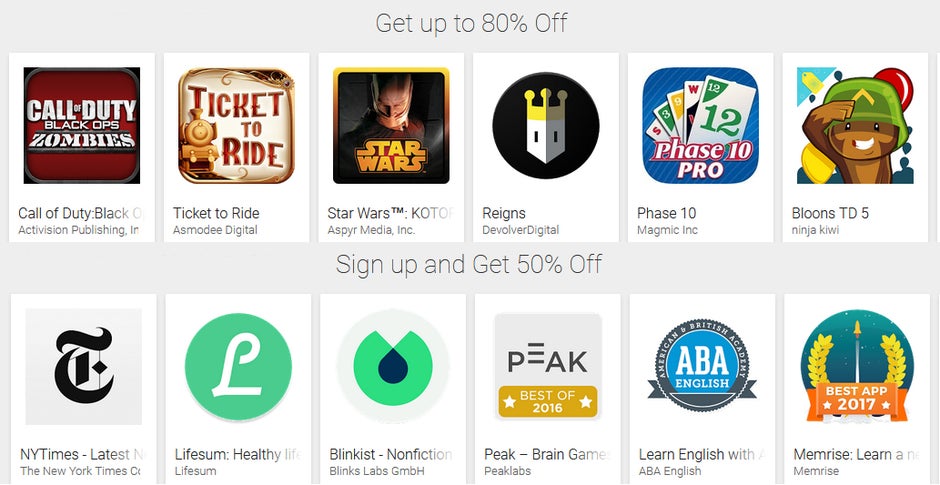 Deal: Google Play now has games, apps, movies and other content at up to 80% off