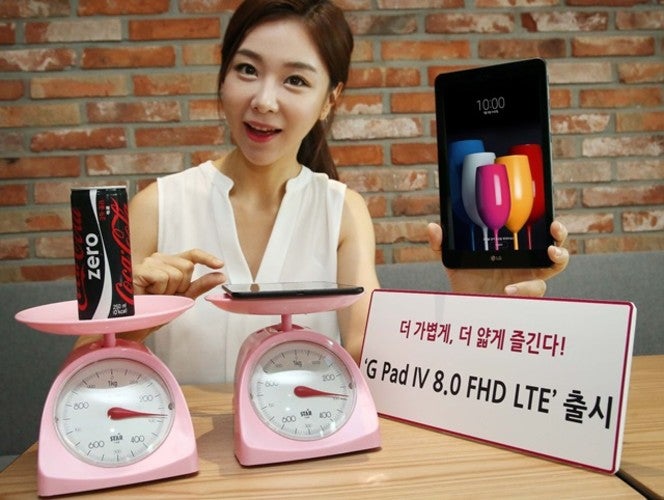 The LG G IV 8.0 FHD weighs as much as a can of Coke - LG's new tablet is a tongue twister, but is light enough for those on the go