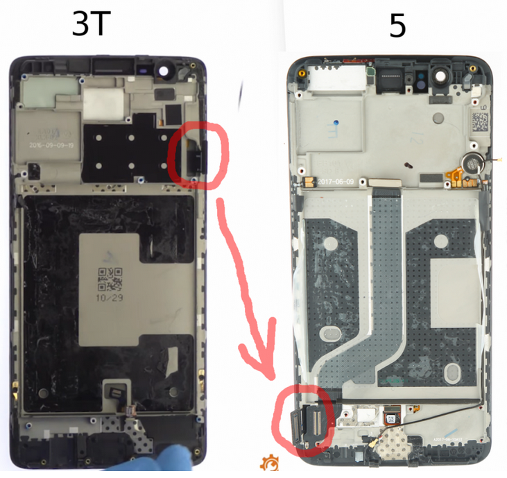 In order to mount the rear cameras on the back of the OnePlus 5 in the same spot as the Apple iPhone 7 Plus, OnePlus was forced to invert the screen to make room inside the device. That meant moving the controller from the top as seen with the OnePlus 3T, to the bottom as seen with the OnePlus 5&quot;&amp;nbsp - OnePlus&#039; desire to copy Apple caused the inverted panels on the OnePlus 5