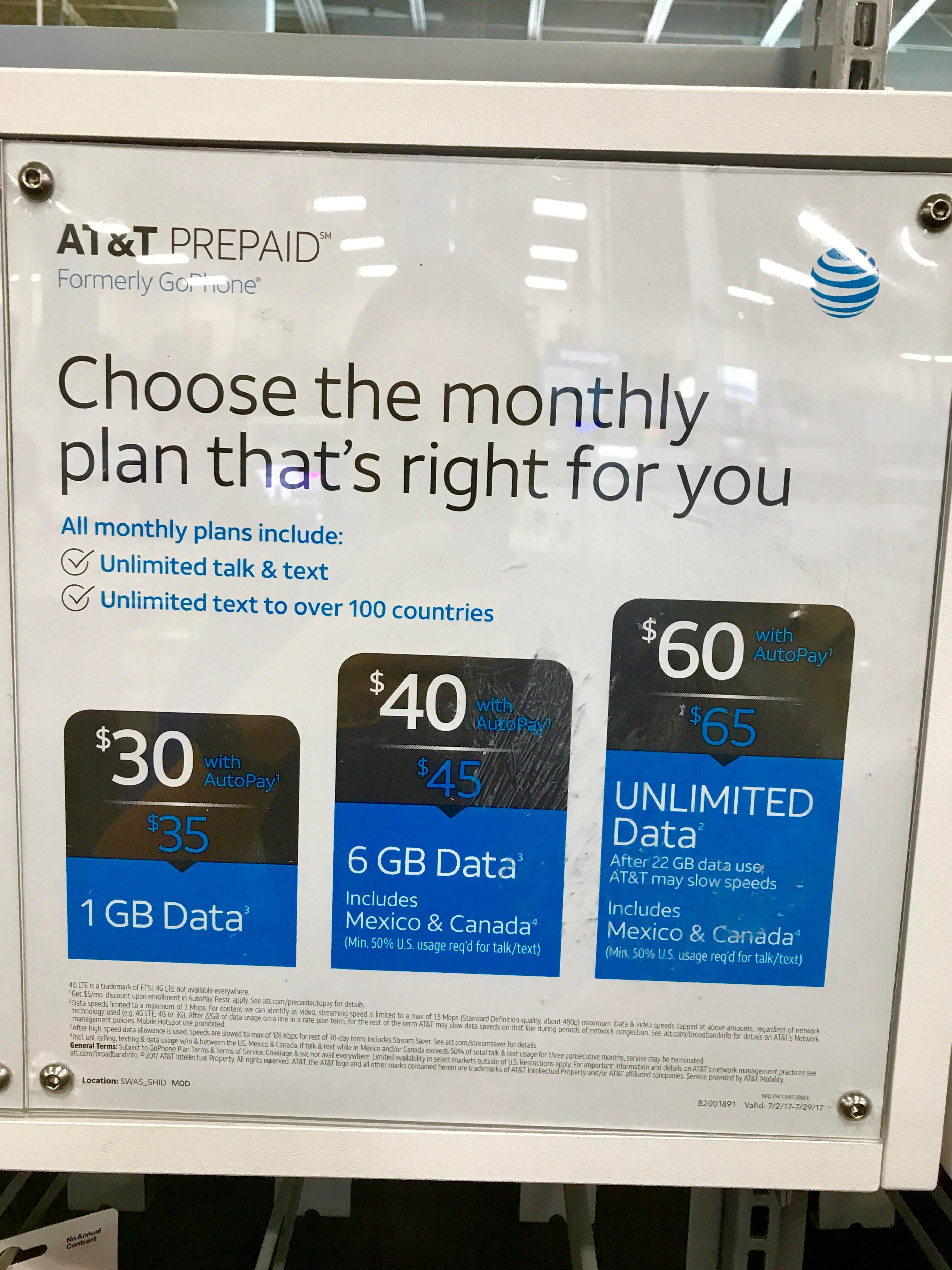 AT&amp;T now offers new prepaid monthly plans, GoPhone may soon be rebranded