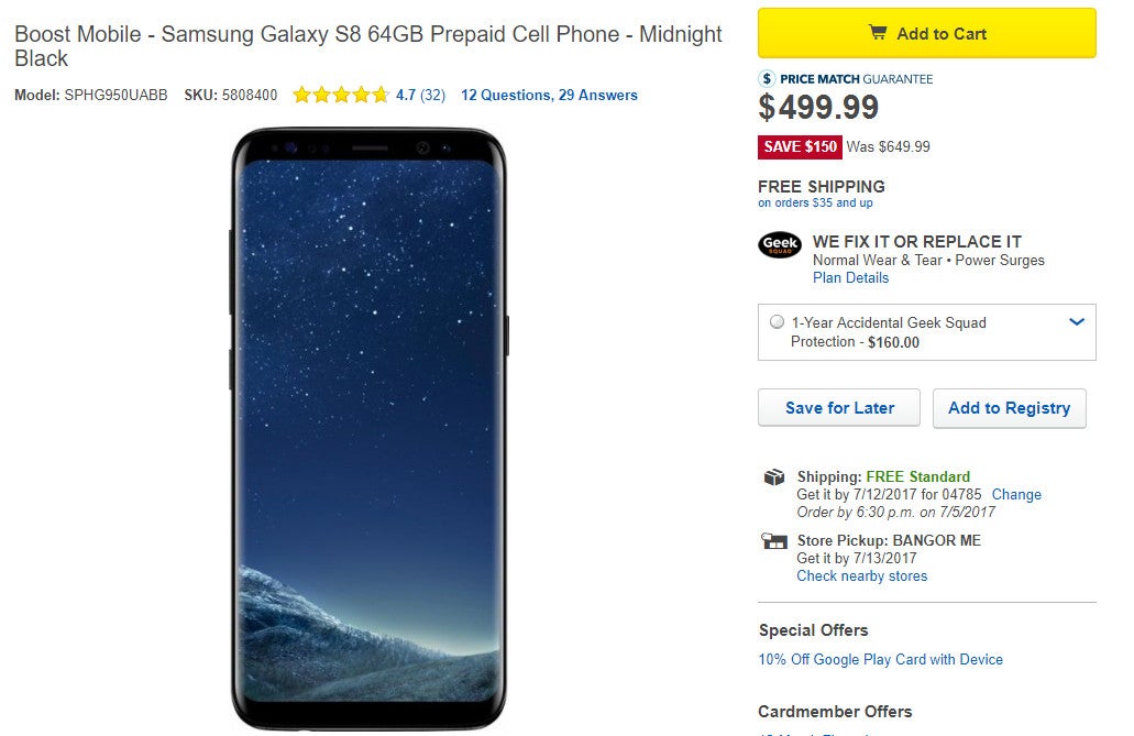 Deal: Samsung Galaxy S8 for Boost Mobile on sale for just $499.99 at Best Buy