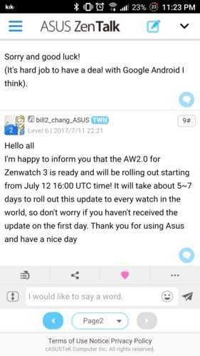 Asus ZenWatch 3 finally getting the Android Wear 2.0 update