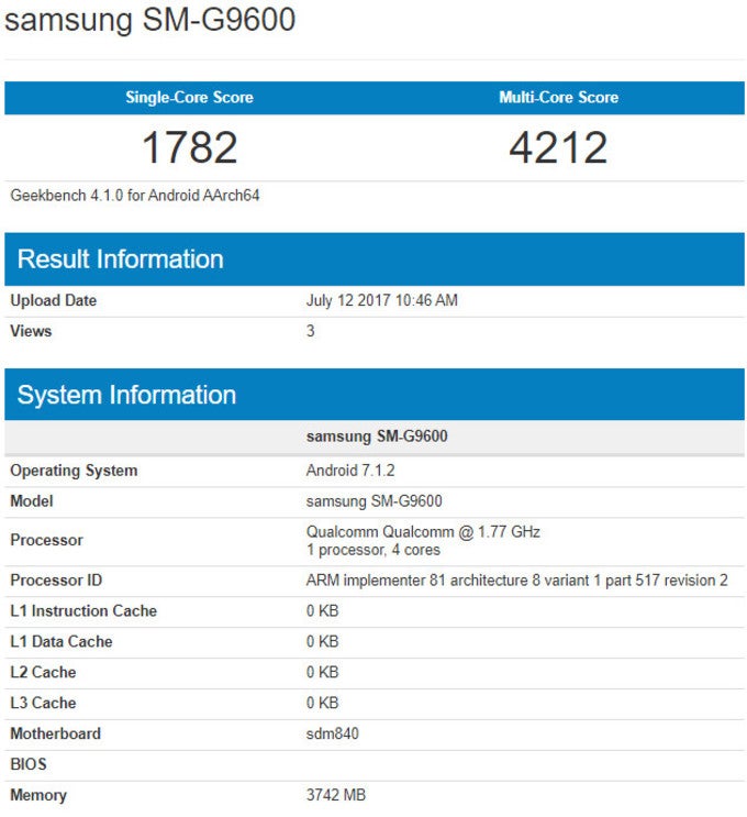 Samsung SM-G9600 spotted in benchmark with Qualcomm Snapdragon 840 CPU