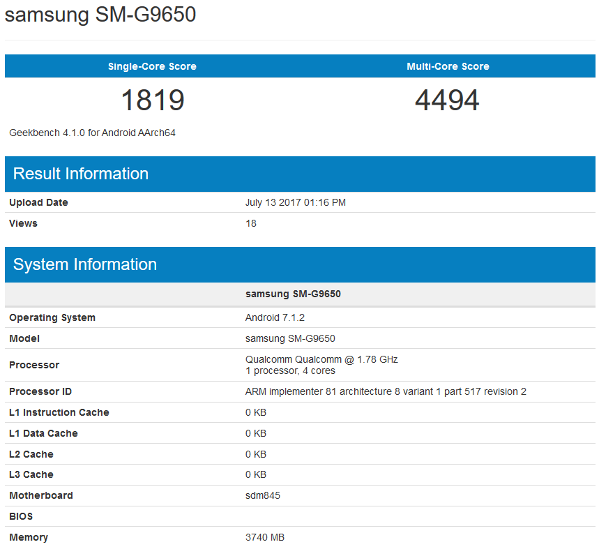 Another Samsung phone is spotted on Geekbench, possibly a lite version of the Galaxy S8+ - Samsung SM-G9650 hits Geekbench; this could be a lite version of the Galaxy S8+
