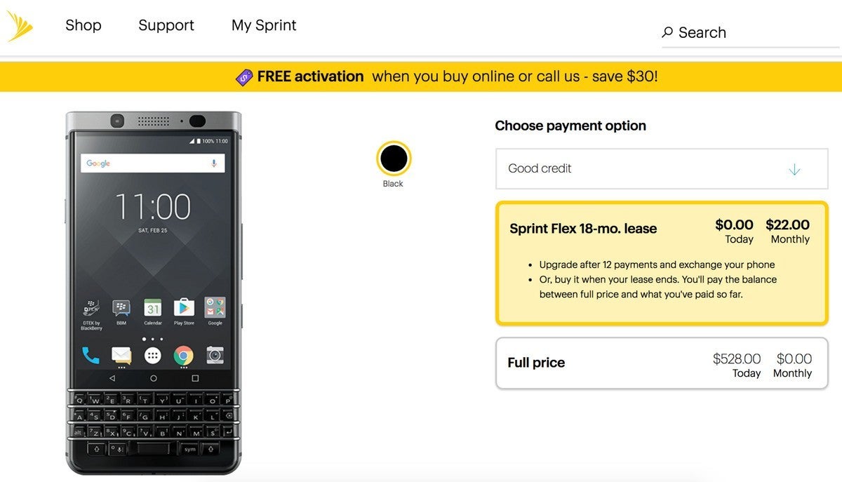 BlackBerry KEYone now available at Sprint for $528 or $22 per month