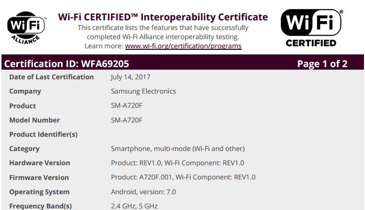 Samsung Galaxy A7 (2017) should start receiving Android 7.0 Nougat update soon