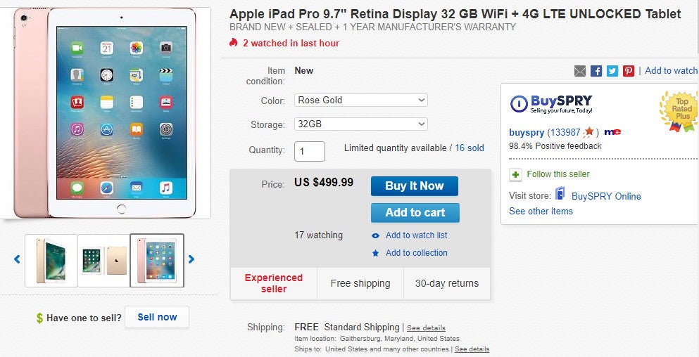 Deal: iPad Pro 9.7 32GB is less than $500 on eBay, Verizon model costs $480 with contract