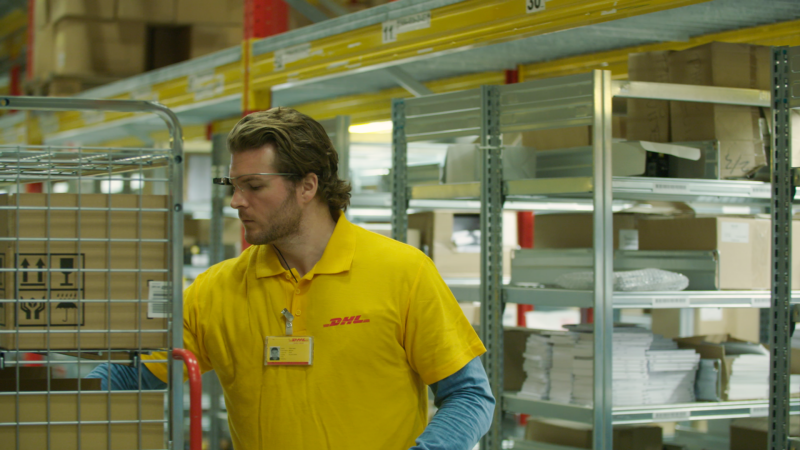 At DHL, Google Glass is used by workers to receive directions thus freeing up their hands to speed up the sorting of packages - Google Glass Enterprise Edition is now official