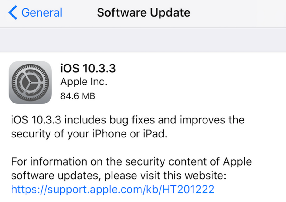 Apple disseminates iOS 10.3.3 - Update to iOS 10.3.3 starts rolling out today