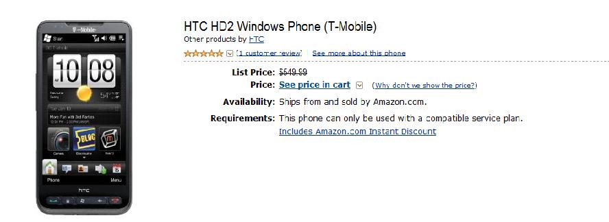 Grab the sizzling hot HTC HD2 for less than a C-Note from Amazon