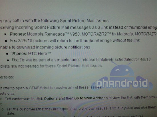 Sprint&#039;s HTC Hero may be blessed with Android 2.1 on April 9