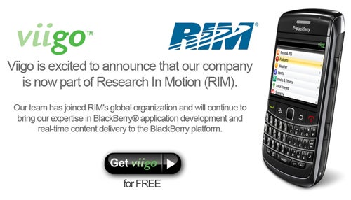 RIM acquires long time software maker Viigo