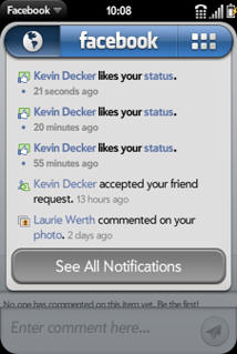 Facebook 1.1.2 beta for WebOS now offers notifications