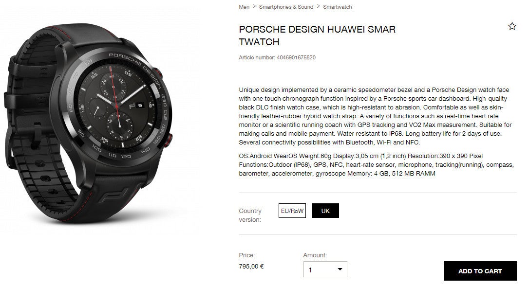 Huawei watch 2 porsche design price best sale