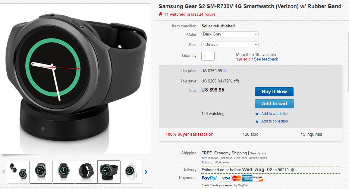 Deal: Samsung Gear S2 costs less than $100 on eBay (Verizon model)