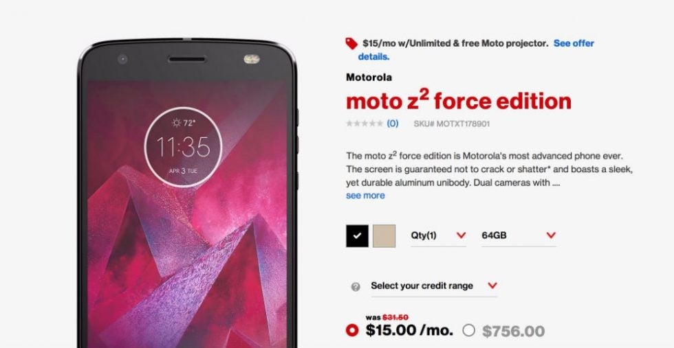 Verizon inadvertently confirms Moto Z2 Force Edition price and availability