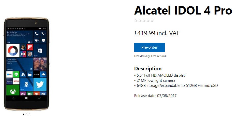 Microsoft still struggling to get the Alcatel Idol 4 Pro into the hands of customers