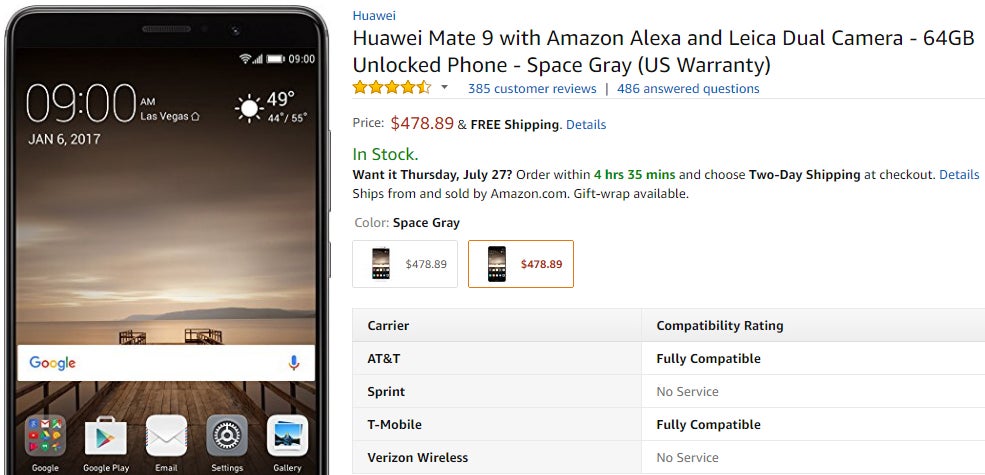 Huawei Mate 9 now costs less than $500