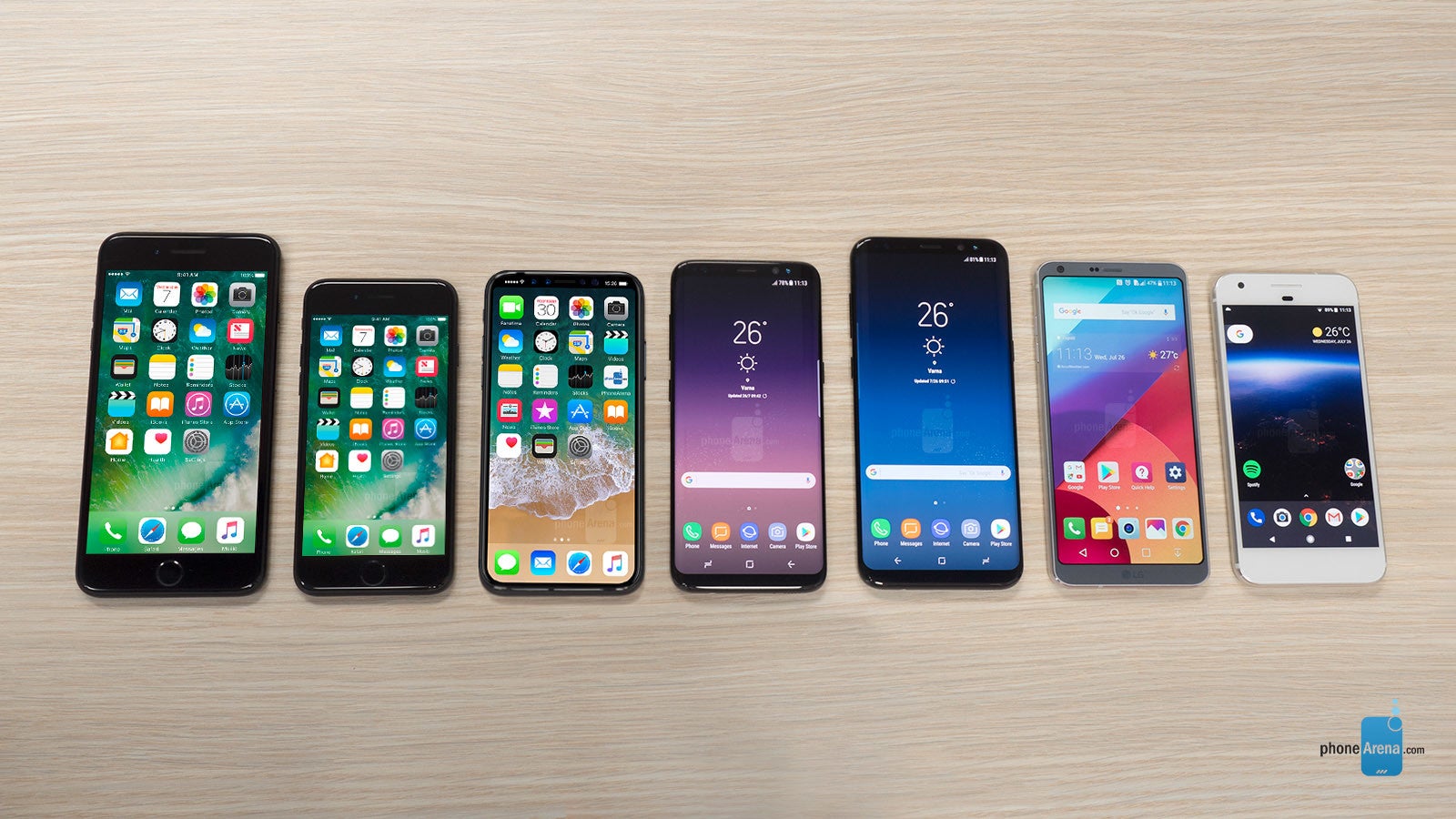 iPhone 8 vs iPhone 7/7Plus, Galaxy S8/S8+, LG G6, Google Pixel: size comparison