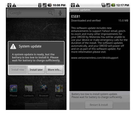Android 2.1 update for the Motorola DROID now being pushed out