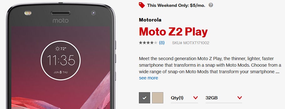 Deal: Get the Moto Z2 Play for just $5 per month at Verizon ($288 off)