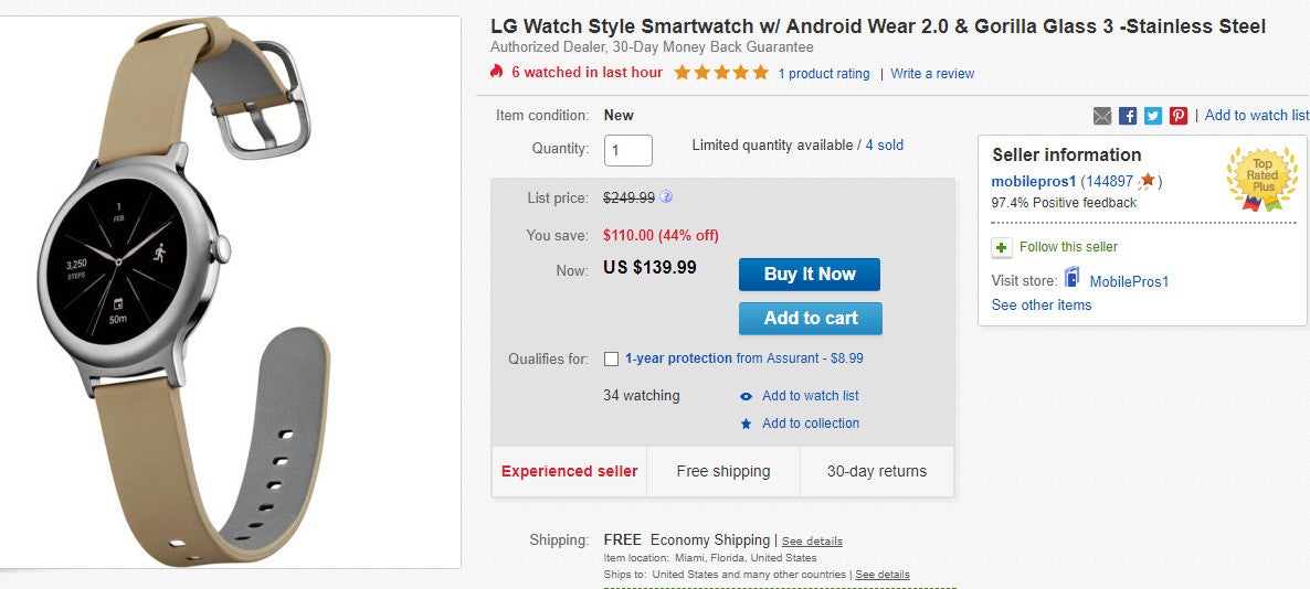 Deal: LG Watch Style is nearly 45% off on eBay, buy one for just $139.99