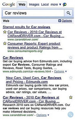 Google searching is now accompanied with marked stars feature