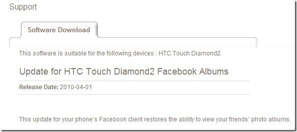 HTC Touch Diamond2 gets a hotfix for its Facebook client