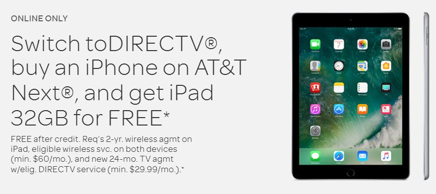 AT&T offers BOGO deal on iPhone 7 or free iPad when you switch to DirecTV