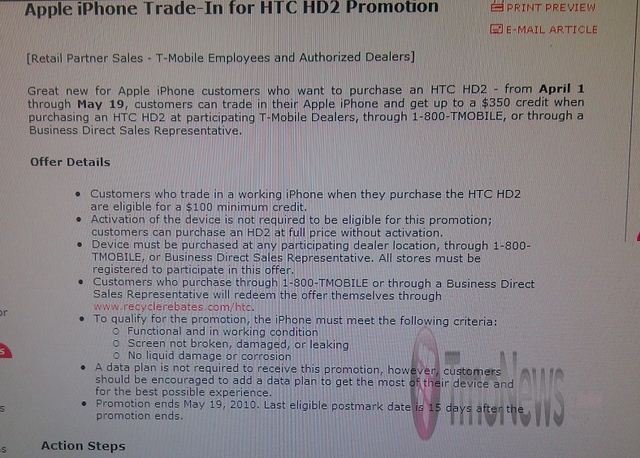 Trade your iPhone in for credit toward an HTC HD2