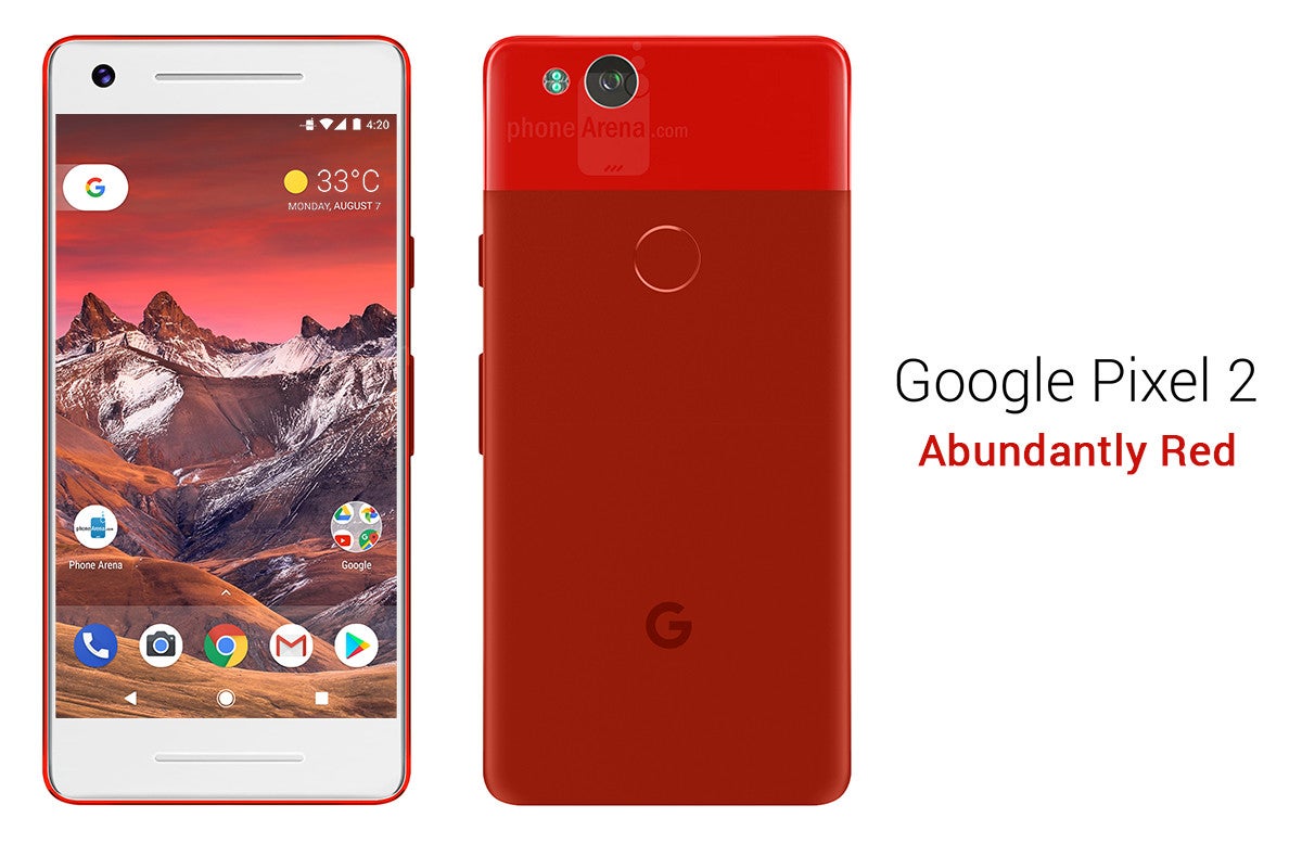 Google Pixel 2 in Abundantly Red - See the Google Pixel 2 from all angles, in different colors!