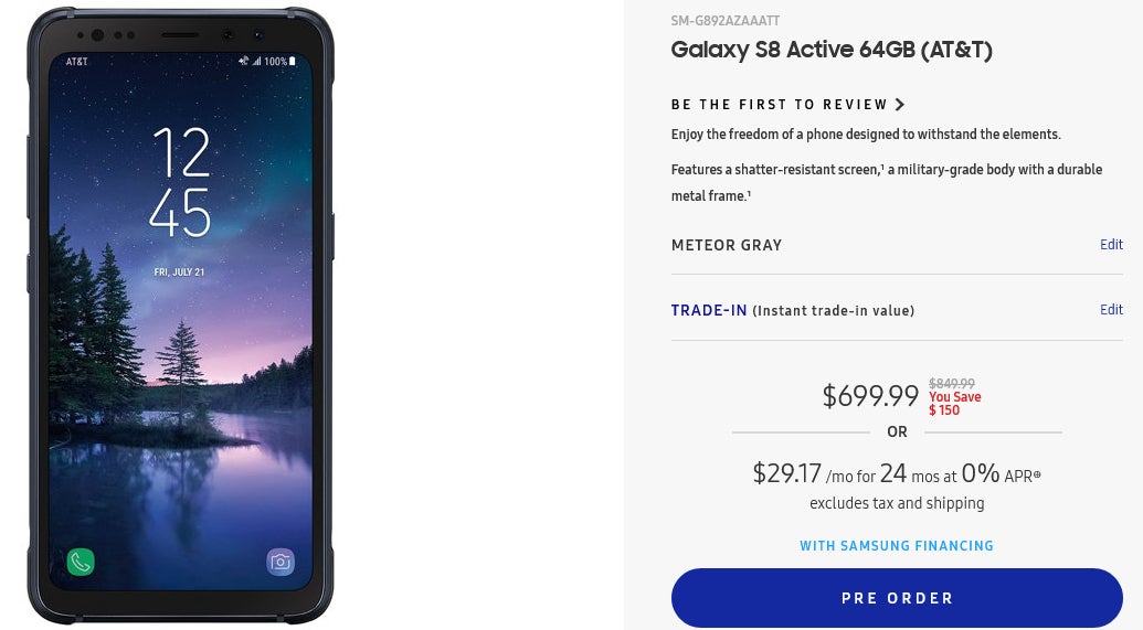 Deal: Samsung lets you buy the Galaxy S8 Active for $699.99 ($150 off)