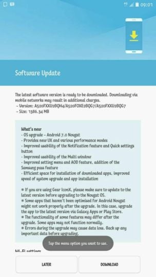 Samsung&#039;s Galaxy A5 (2017) is now getting Android 7.0 Nougat