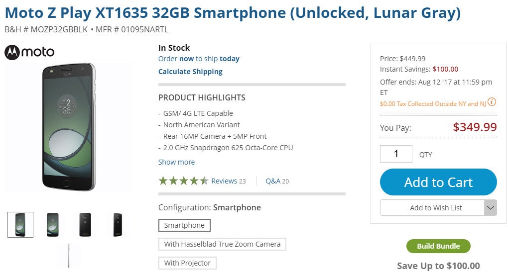 Deal: The unlocked Moto Z Play is $100 off