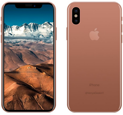 Render of the Bush Gold Apple iPhone 8 - Apple iPhone 8 to be offered in "Blush Gold"?